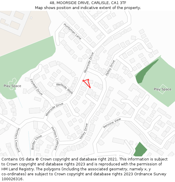 48, MOORSIDE DRIVE, CARLISLE, CA1 3TF: Location map and indicative extent of plot