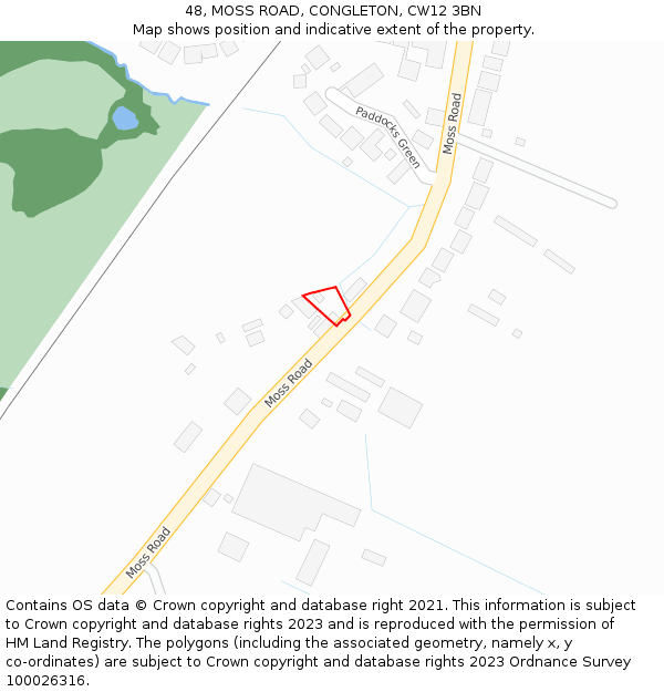 48, MOSS ROAD, CONGLETON, CW12 3BN: Location map and indicative extent of plot