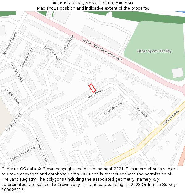 48, NINA DRIVE, MANCHESTER, M40 5SB: Location map and indicative extent of plot