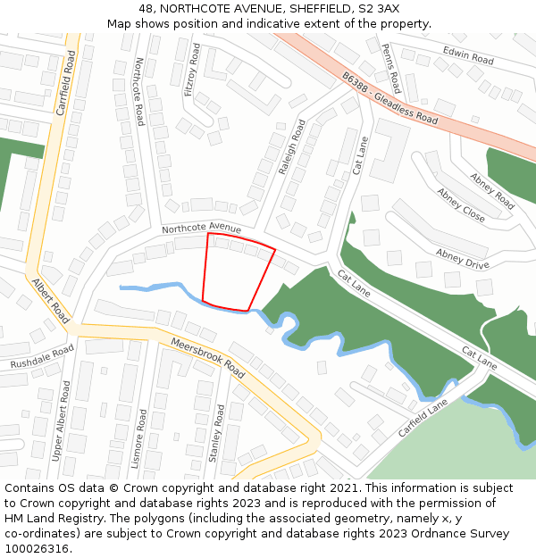 48, NORTHCOTE AVENUE, SHEFFIELD, S2 3AX: Location map and indicative extent of plot