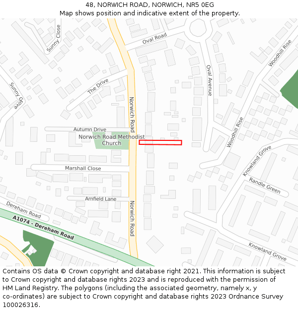48, NORWICH ROAD, NORWICH, NR5 0EG: Location map and indicative extent of plot