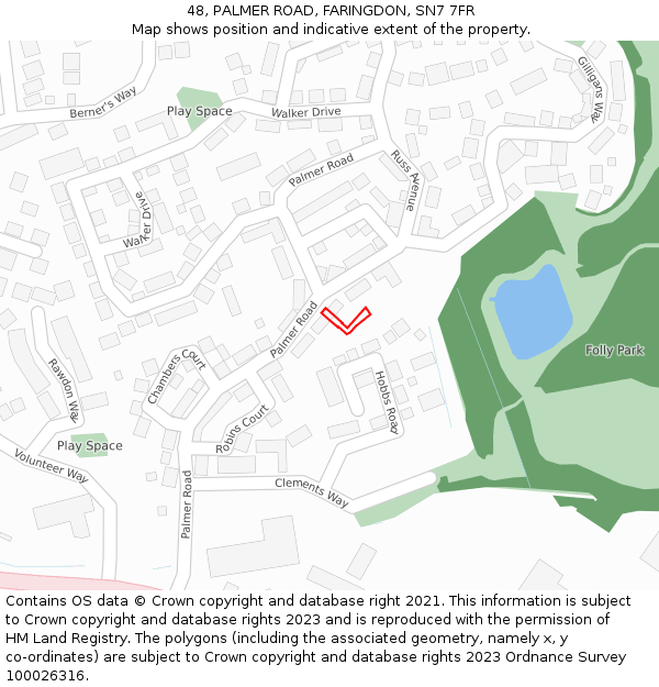 48, PALMER ROAD, FARINGDON, SN7 7FR: Location map and indicative extent of plot