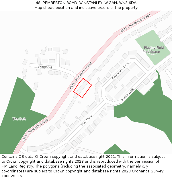 48, PEMBERTON ROAD, WINSTANLEY, WIGAN, WN3 6DA: Location map and indicative extent of plot