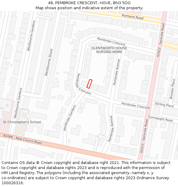 48, PEMBROKE CRESCENT, HOVE, BN3 5DG: Location map and indicative extent of plot