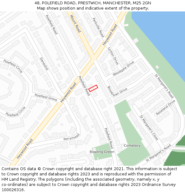48, POLEFIELD ROAD, PRESTWICH, MANCHESTER, M25 2GN: Location map and indicative extent of plot