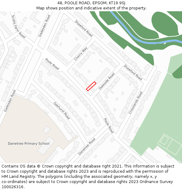48, POOLE ROAD, EPSOM, KT19 9SJ: Location map and indicative extent of plot