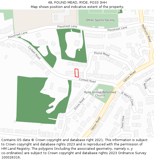 48, POUND MEAD, RYDE, PO33 3HH: Location map and indicative extent of plot