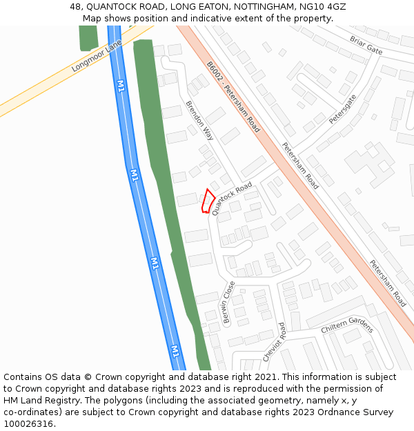 48, QUANTOCK ROAD, LONG EATON, NOTTINGHAM, NG10 4GZ: Location map and indicative extent of plot