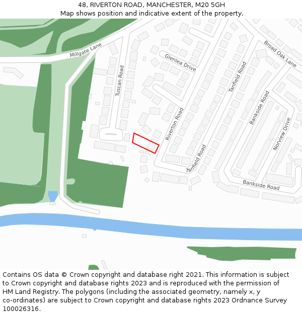 48, RIVERTON ROAD, MANCHESTER, M20 5GH: Location map and indicative extent of plot