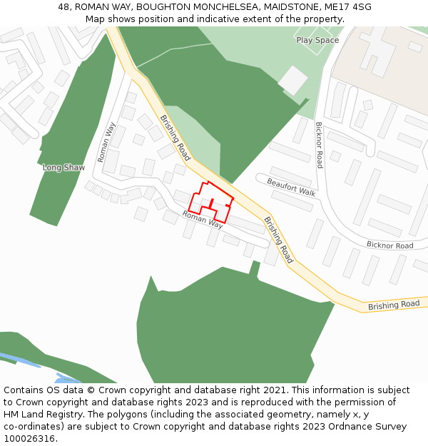 48, ROMAN WAY, BOUGHTON MONCHELSEA, MAIDSTONE, ME17 4SG: Location map and indicative extent of plot