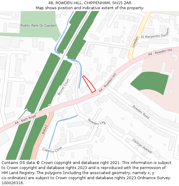 48, ROWDEN HILL, CHIPPENHAM, SN15 2AR: Location map and indicative extent of plot