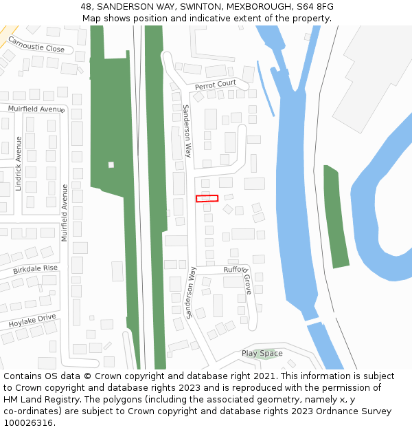 48, SANDERSON WAY, SWINTON, MEXBOROUGH, S64 8FG: Location map and indicative extent of plot