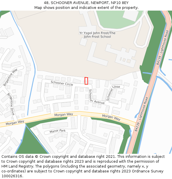 48, SCHOONER AVENUE, NEWPORT, NP10 8EY: Location map and indicative extent of plot