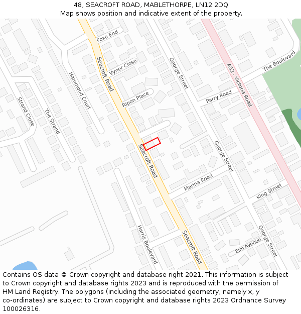 48, SEACROFT ROAD, MABLETHORPE, LN12 2DQ: Location map and indicative extent of plot