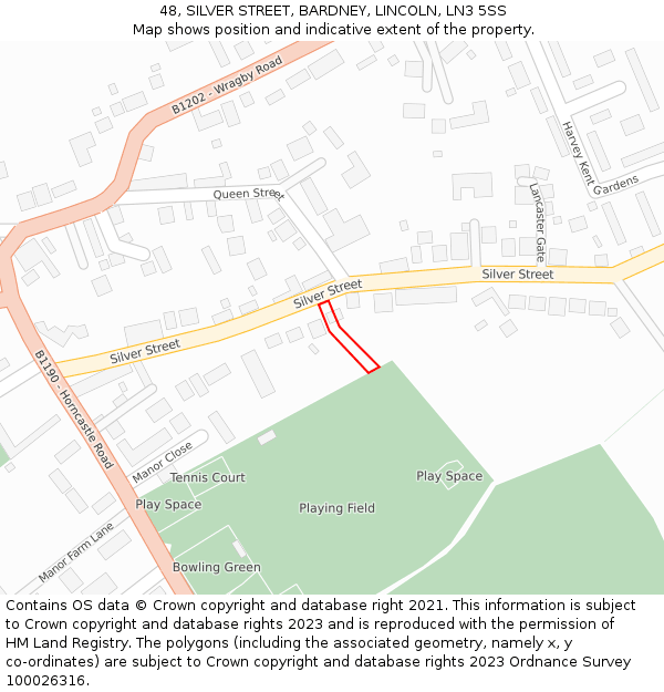 48, SILVER STREET, BARDNEY, LINCOLN, LN3 5SS: Location map and indicative extent of plot