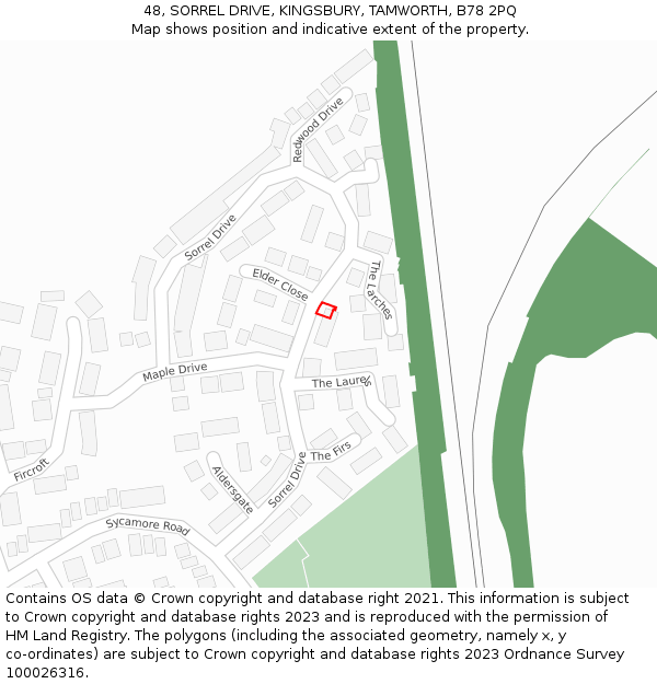 48, SORREL DRIVE, KINGSBURY, TAMWORTH, B78 2PQ: Location map and indicative extent of plot
