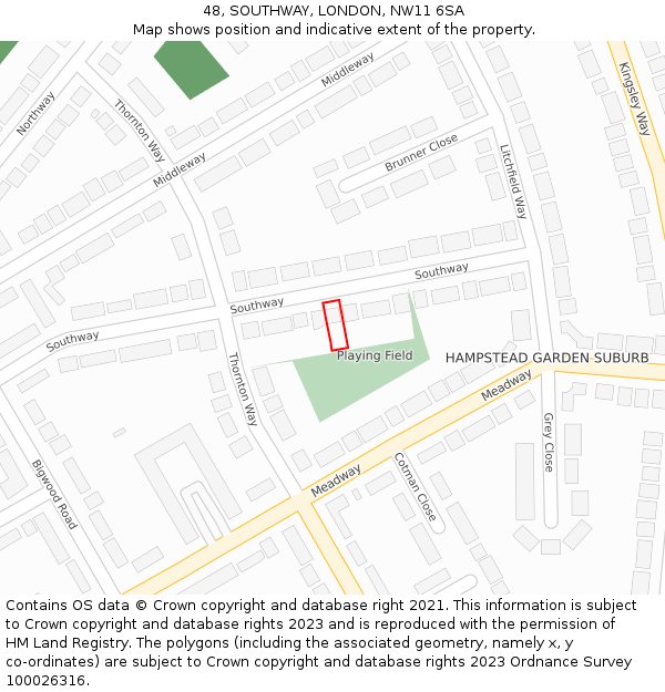 48, SOUTHWAY, LONDON, NW11 6SA: Location map and indicative extent of plot