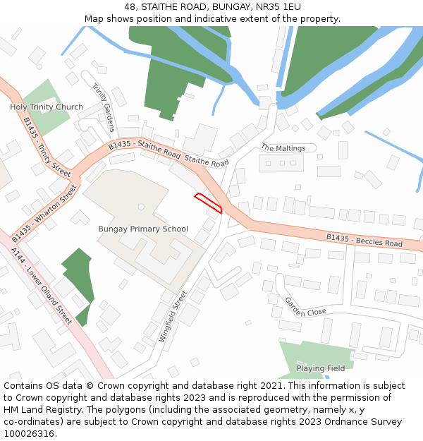 48, STAITHE ROAD, BUNGAY, NR35 1EU: Location map and indicative extent of plot