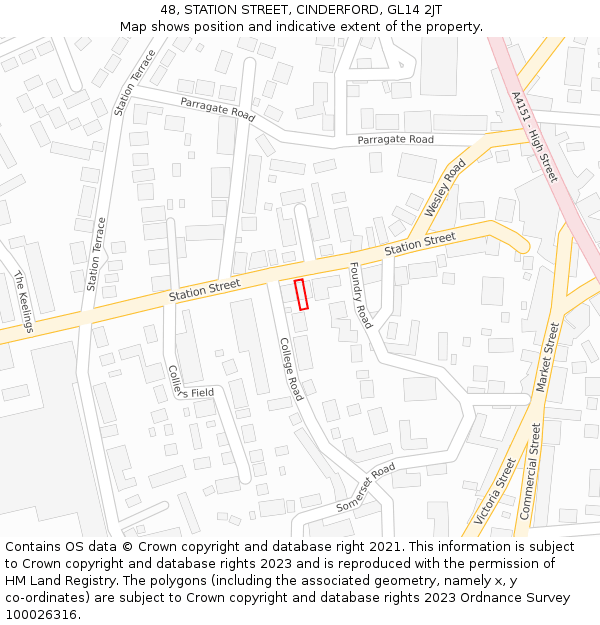 48, STATION STREET, CINDERFORD, GL14 2JT: Location map and indicative extent of plot
