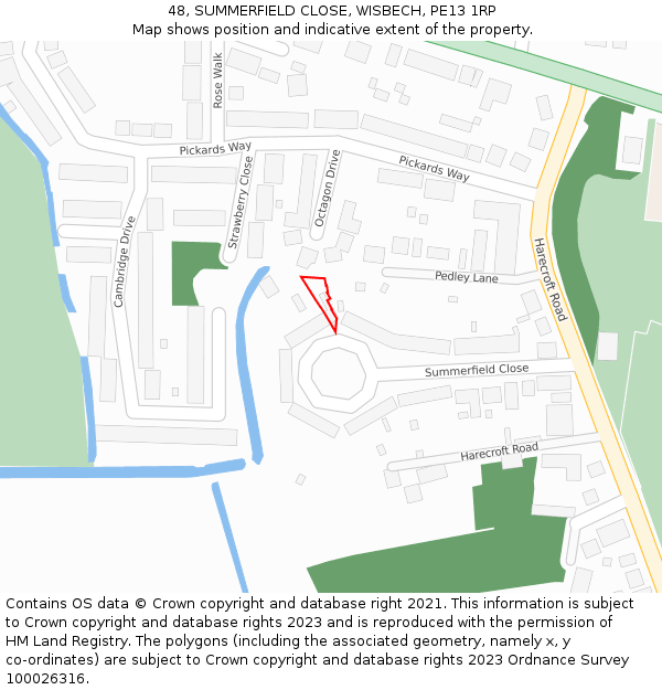 48, SUMMERFIELD CLOSE, WISBECH, PE13 1RP: Location map and indicative extent of plot