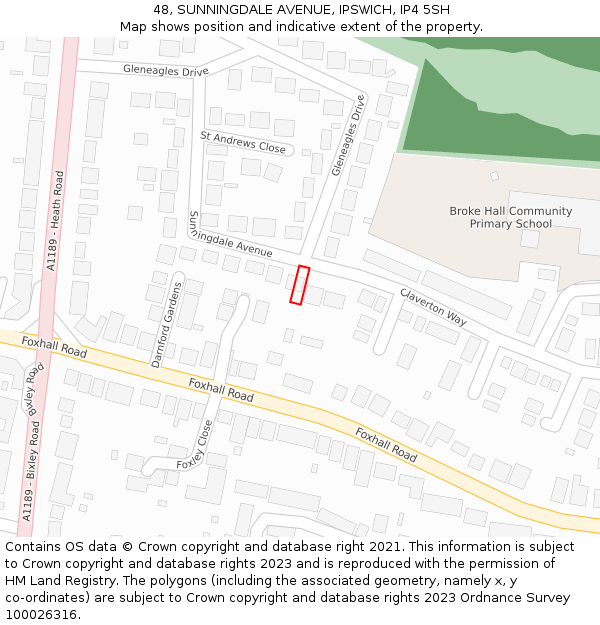 48, SUNNINGDALE AVENUE, IPSWICH, IP4 5SH: Location map and indicative extent of plot