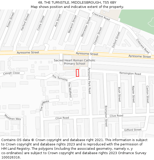 48, THE TURNSTILE, MIDDLESBROUGH, TS5 6BY: Location map and indicative extent of plot