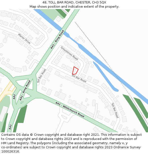 48, TOLL BAR ROAD, CHESTER, CH3 5QX: Location map and indicative extent of plot