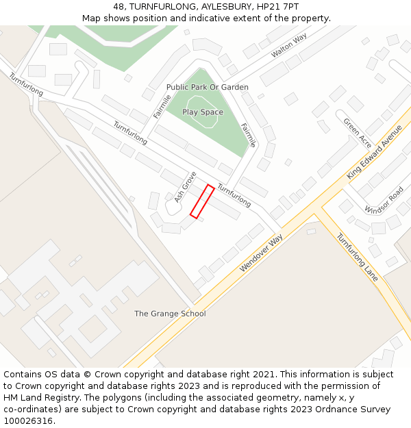 48, TURNFURLONG, AYLESBURY, HP21 7PT: Location map and indicative extent of plot