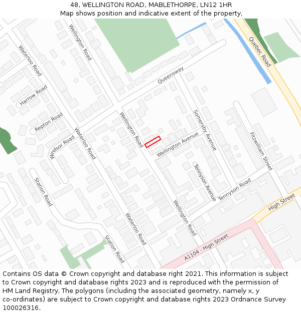 48, WELLINGTON ROAD, MABLETHORPE, LN12 1HR: Location map and indicative extent of plot