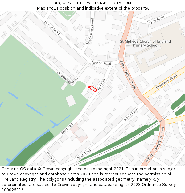 48, WEST CLIFF, WHITSTABLE, CT5 1DN: Location map and indicative extent of plot