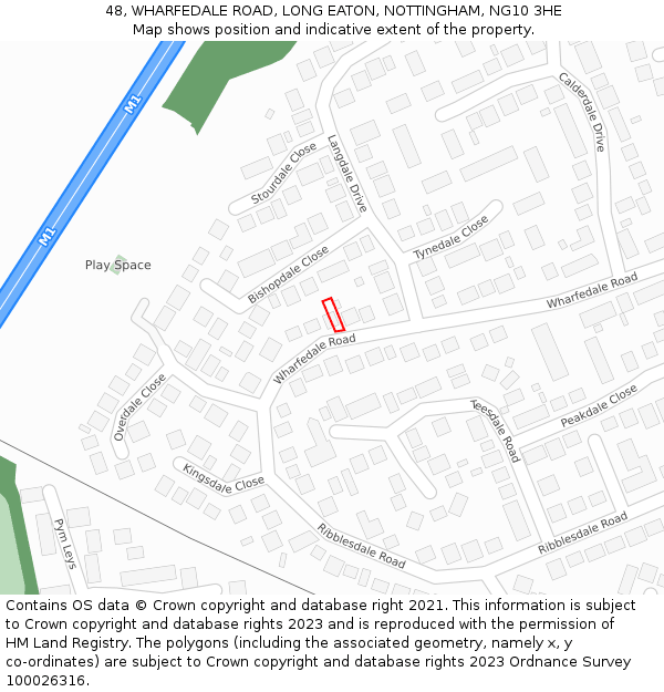 48, WHARFEDALE ROAD, LONG EATON, NOTTINGHAM, NG10 3HE: Location map and indicative extent of plot
