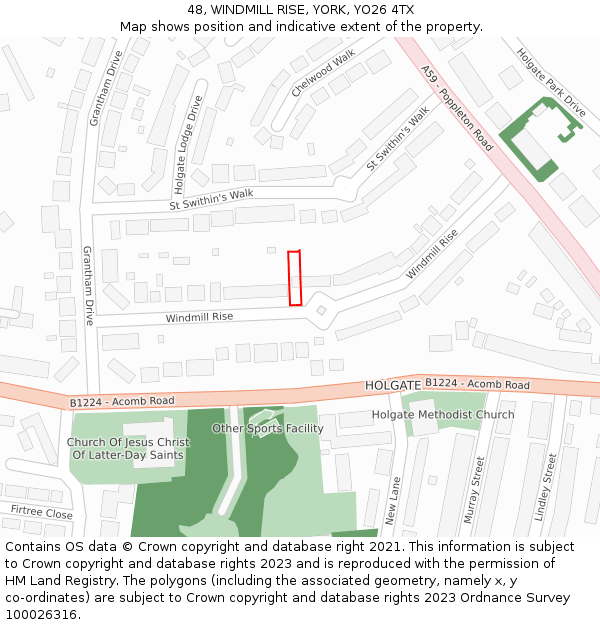 48, WINDMILL RISE, YORK, YO26 4TX: Location map and indicative extent of plot