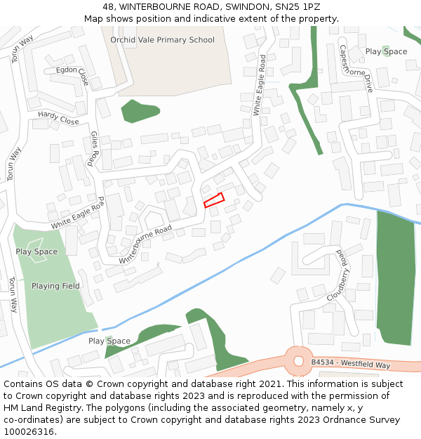48, WINTERBOURNE ROAD, SWINDON, SN25 1PZ: Location map and indicative extent of plot
