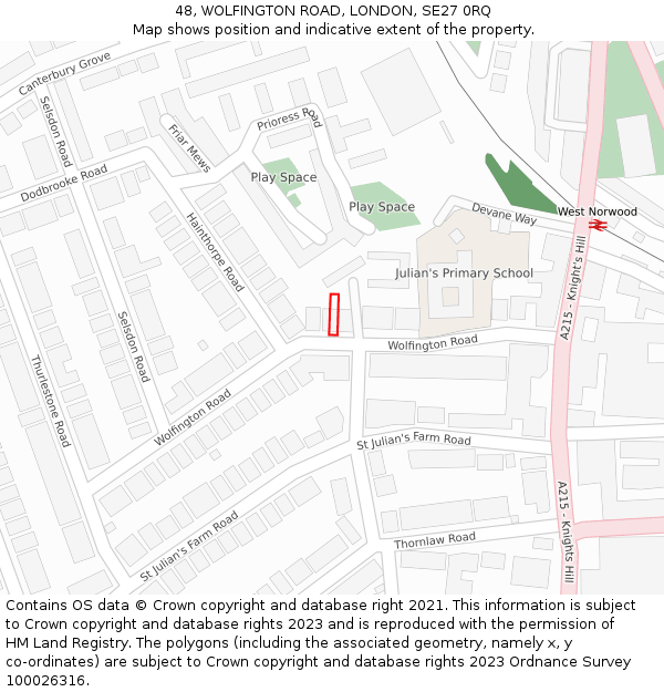 48, WOLFINGTON ROAD, LONDON, SE27 0RQ: Location map and indicative extent of plot