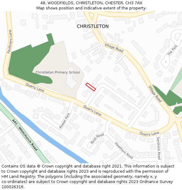 48, WOODFIELDS, CHRISTLETON, CHESTER, CH3 7AX: Location map and indicative extent of plot