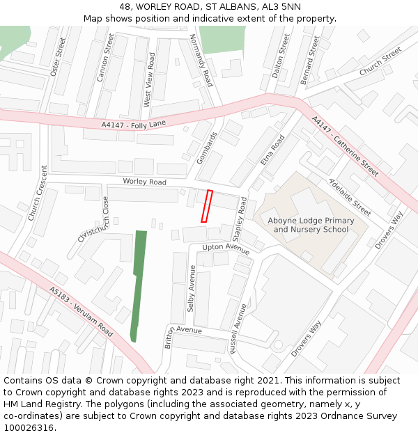 48, WORLEY ROAD, ST ALBANS, AL3 5NN: Location map and indicative extent of plot