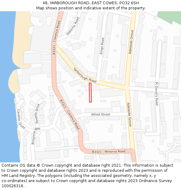 48, YARBOROUGH ROAD, EAST COWES, PO32 6SH: Location map and indicative extent of plot