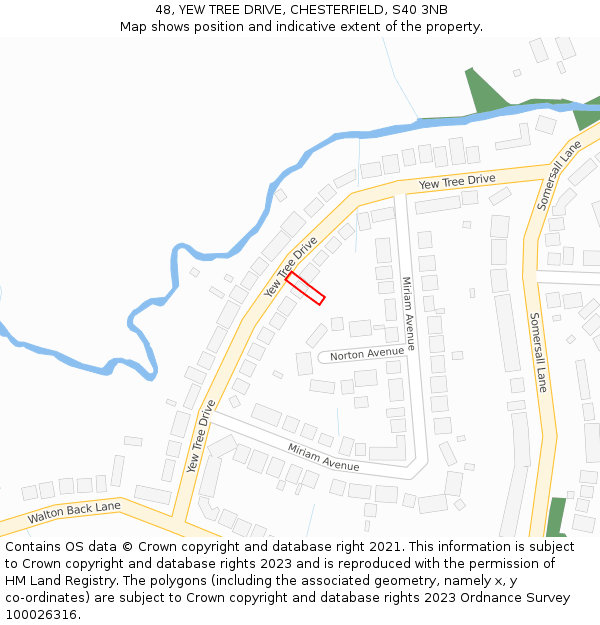 48, YEW TREE DRIVE, CHESTERFIELD, S40 3NB: Location map and indicative extent of plot