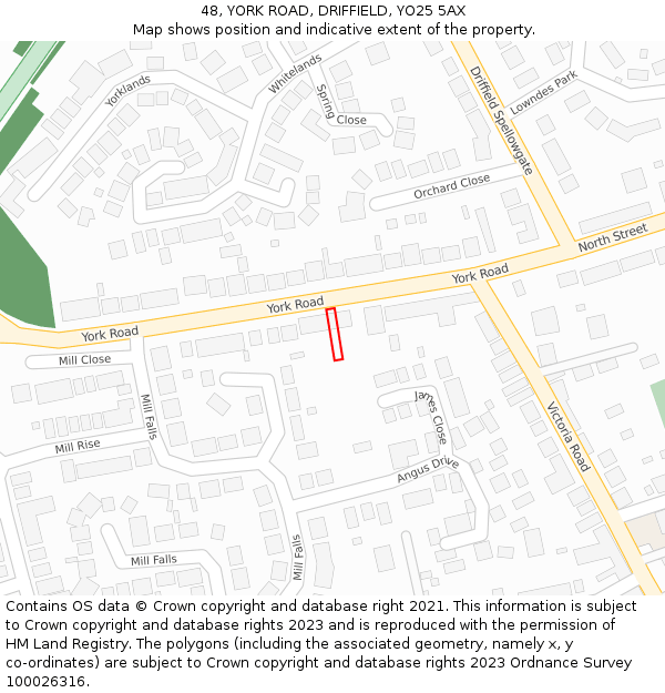 48, YORK ROAD, DRIFFIELD, YO25 5AX: Location map and indicative extent of plot