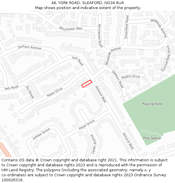 48, YORK ROAD, SLEAFORD, NG34 8UA: Location map and indicative extent of plot