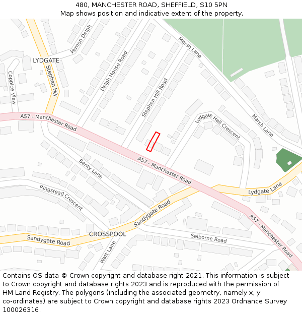 480, MANCHESTER ROAD, SHEFFIELD, S10 5PN: Location map and indicative extent of plot