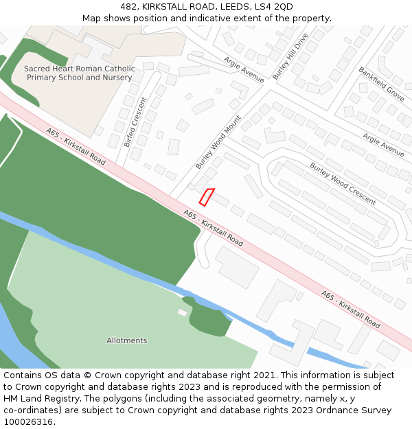 482, KIRKSTALL ROAD, LEEDS, LS4 2QD: Location map and indicative extent of plot