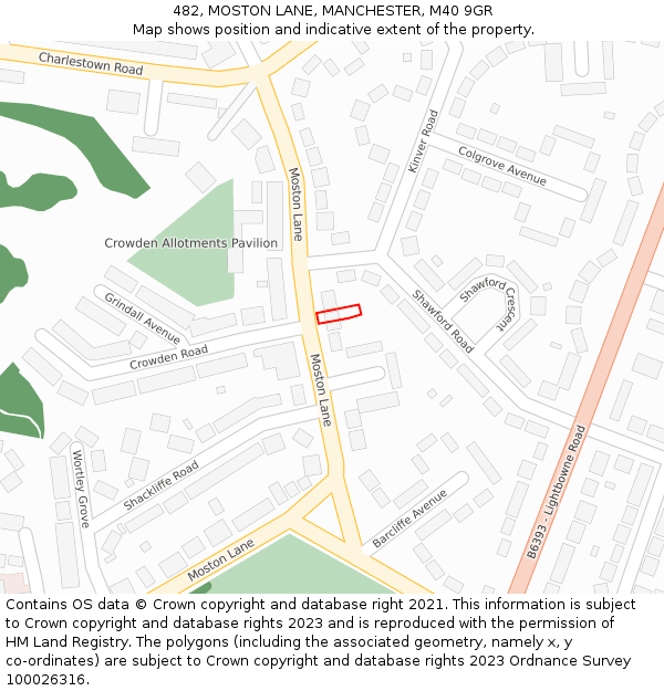 482, MOSTON LANE, MANCHESTER, M40 9GR: Location map and indicative extent of plot