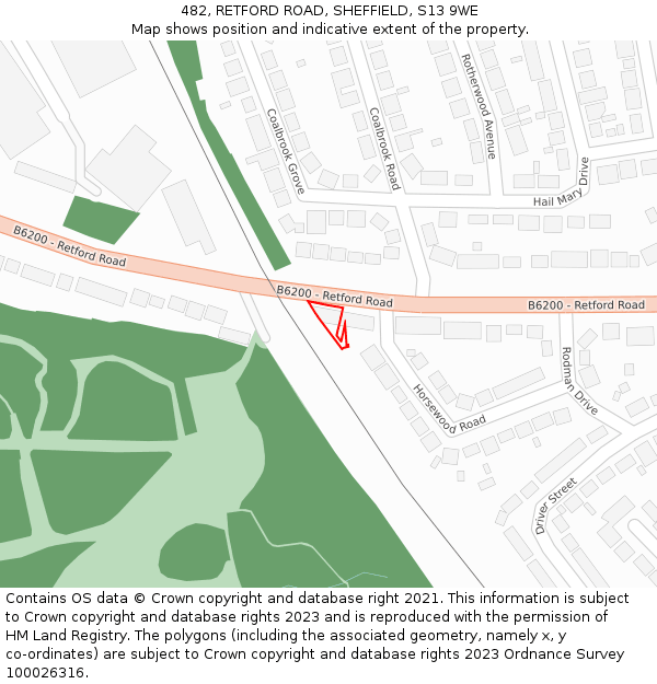 482, RETFORD ROAD, SHEFFIELD, S13 9WE: Location map and indicative extent of plot