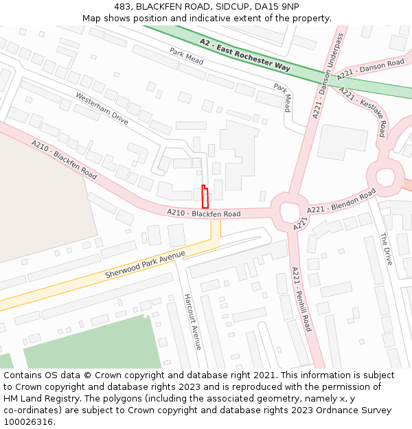 483, BLACKFEN ROAD, SIDCUP, DA15 9NP: Location map and indicative extent of plot