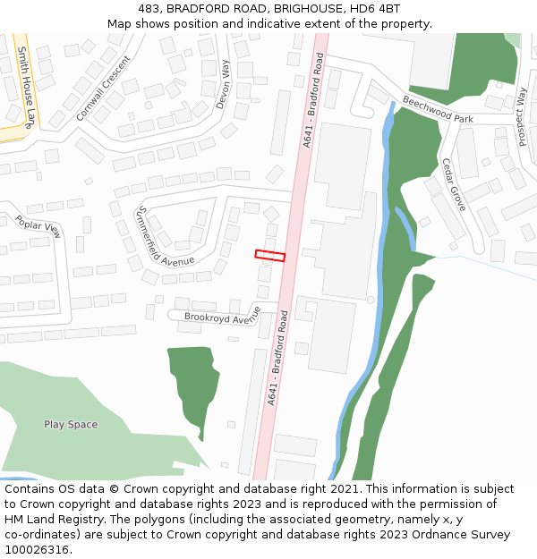 483, BRADFORD ROAD, BRIGHOUSE, HD6 4BT: Location map and indicative extent of plot