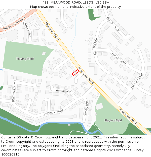 483, MEANWOOD ROAD, LEEDS, LS6 2BH: Location map and indicative extent of plot