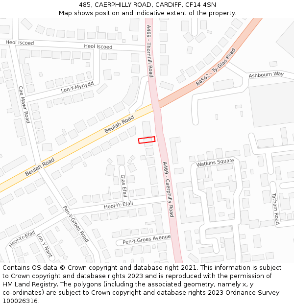 485, CAERPHILLY ROAD, CARDIFF, CF14 4SN: Location map and indicative extent of plot