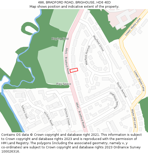 486, BRADFORD ROAD, BRIGHOUSE, HD6 4ED: Location map and indicative extent of plot