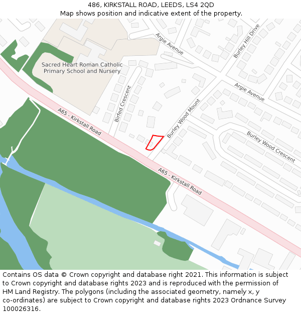 486, KIRKSTALL ROAD, LEEDS, LS4 2QD: Location map and indicative extent of plot